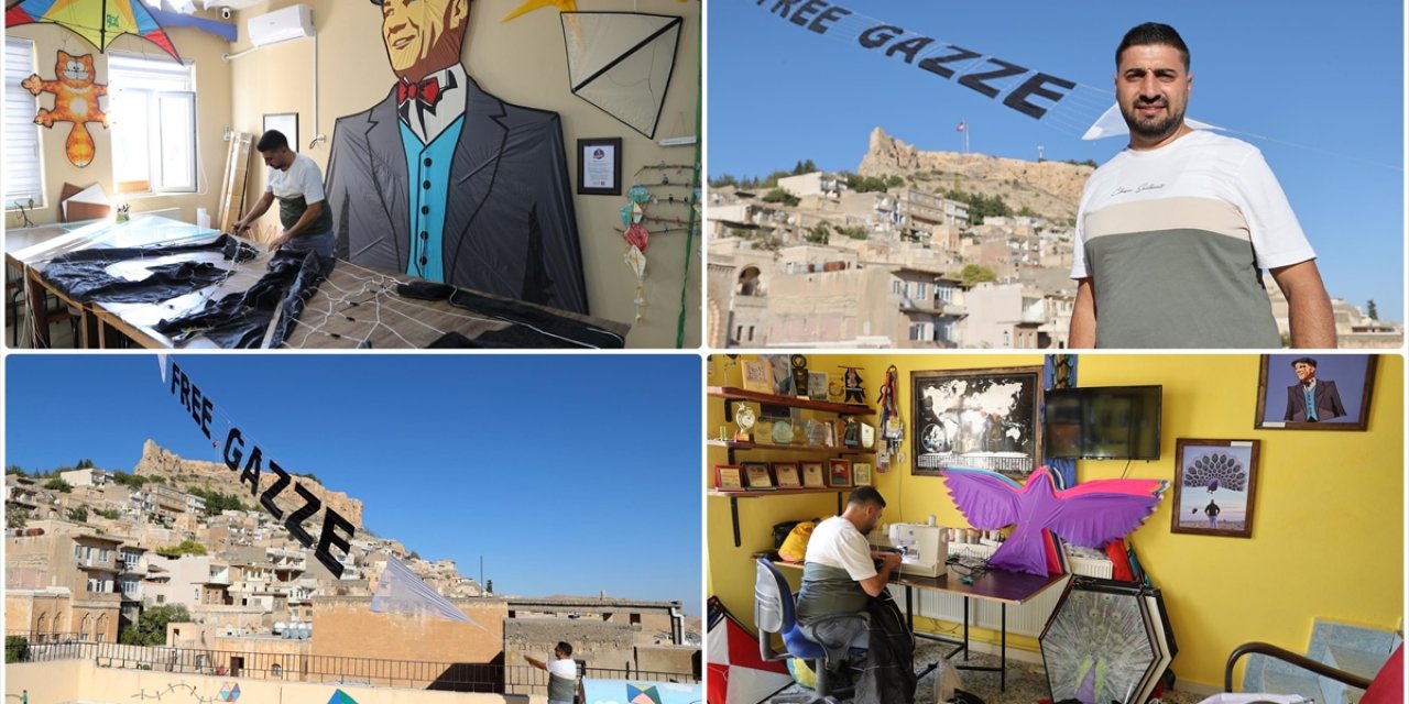 Mardin Semalarında "Free Gazze" Yazılı Uçurtma Süzüldü