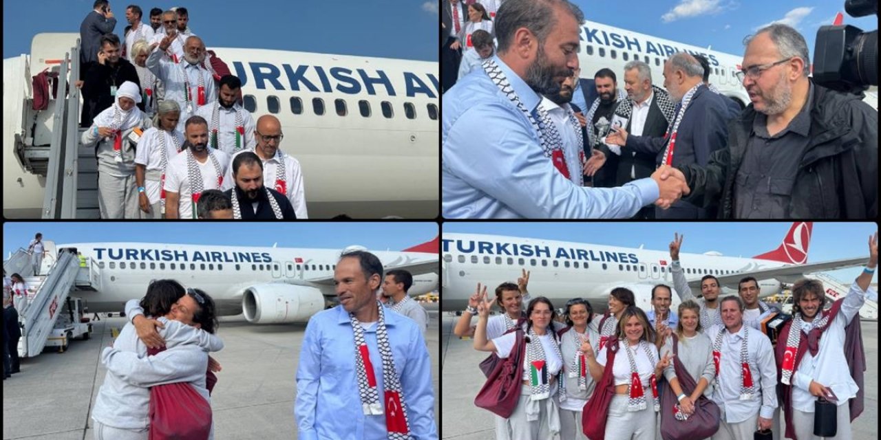 İsrail'in Alıkoyduğu Özgürlük Filosu Aktivistlerini Türkiye'ye Getiren THY Uçağı İstanbul'a Ulaştı
