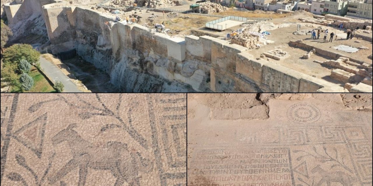 Urfa Kalesi'nde 5. Yüzyıla Ait Yazıtlı Mozaik Gün Yüzüne Çıkarıldı