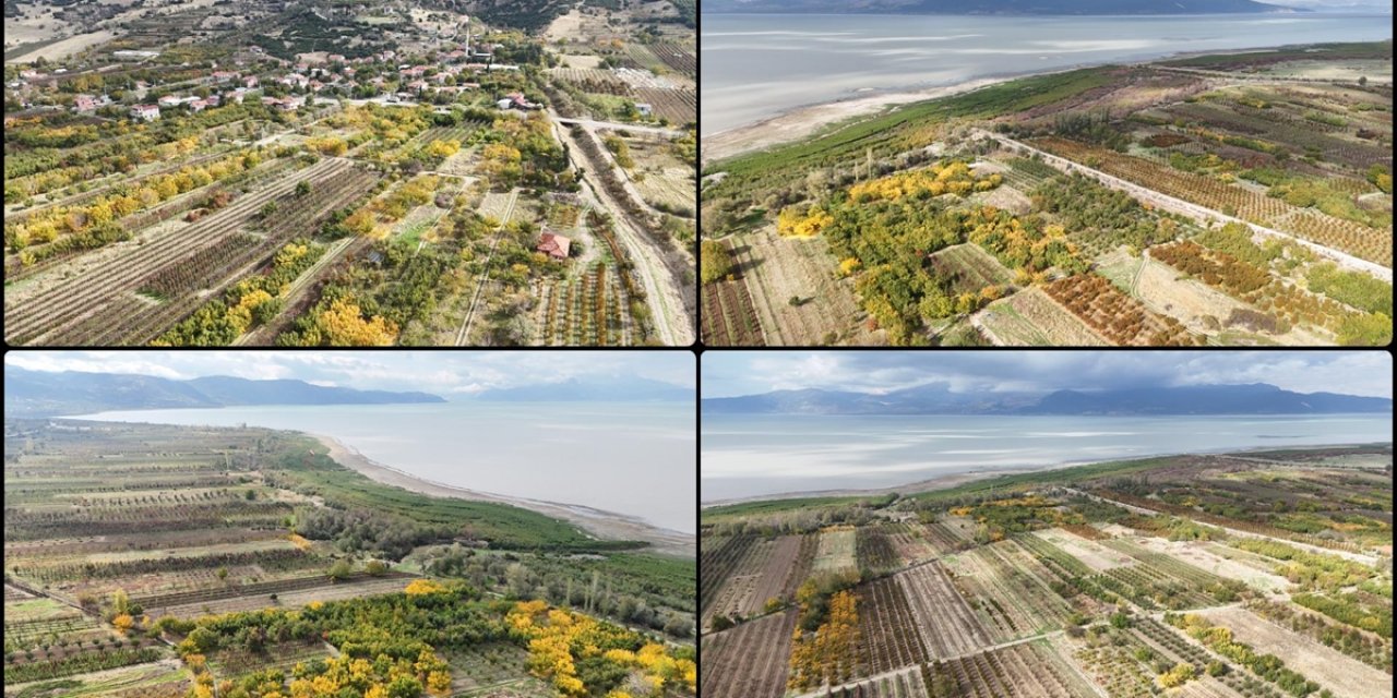 Isparta'da Sonbahar Renklerine Bürünen Eğirdir Gölü Havadan Görüntülendi