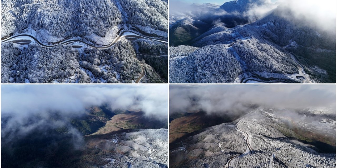 Yaralıgöz Dağı'ndaki Kar ve Sis Dron İle Görüntülendi