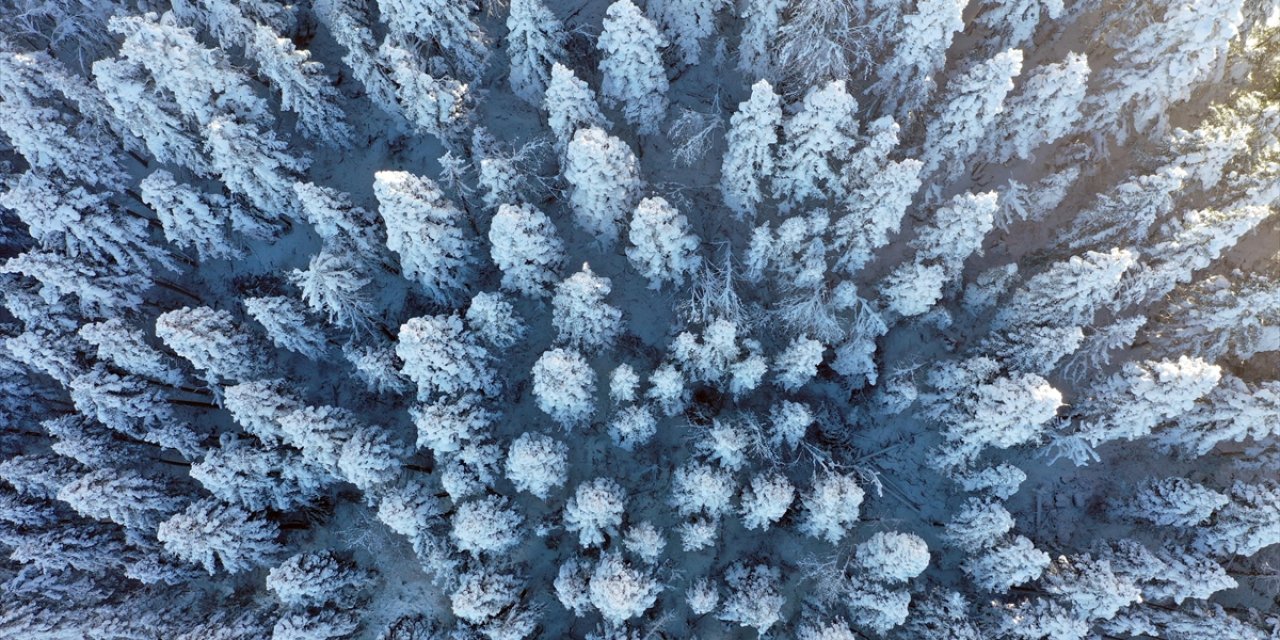 Beyaz Örtüyle Kaplanan Küre Dağları Dron İle Görüntülendi