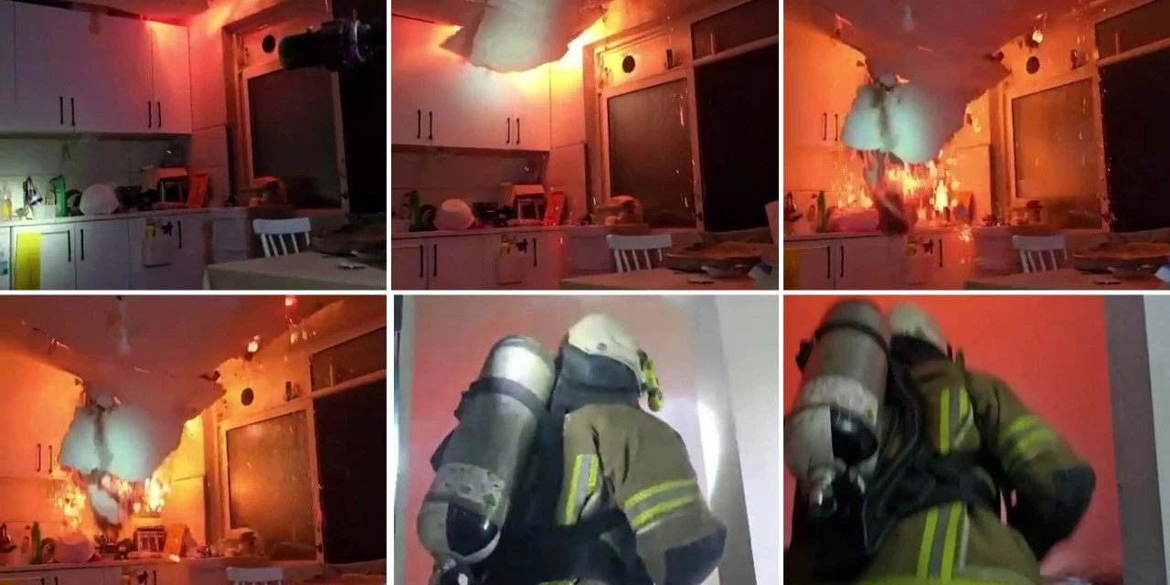 Yangında Tavan Çöktü, İtfaiye Ekipleri Ölümden Döndü