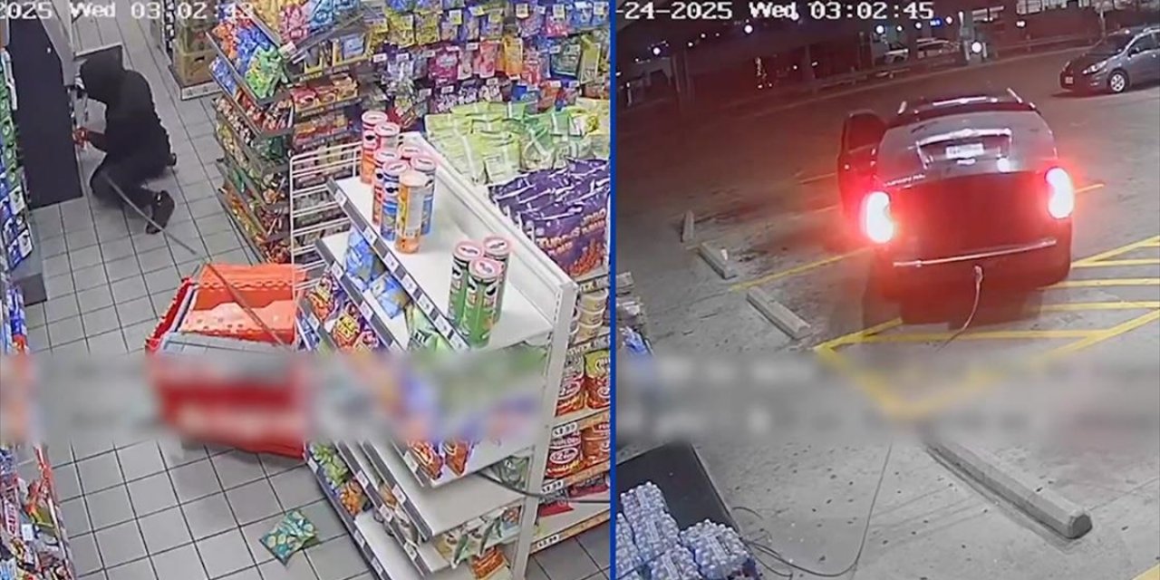 ABD'de Hırsızlık Zanlıları Noel Arifesinde Araçlarına Bağladıkları Atm'yi Yerinden Söküp Çalmaya Çalıştı