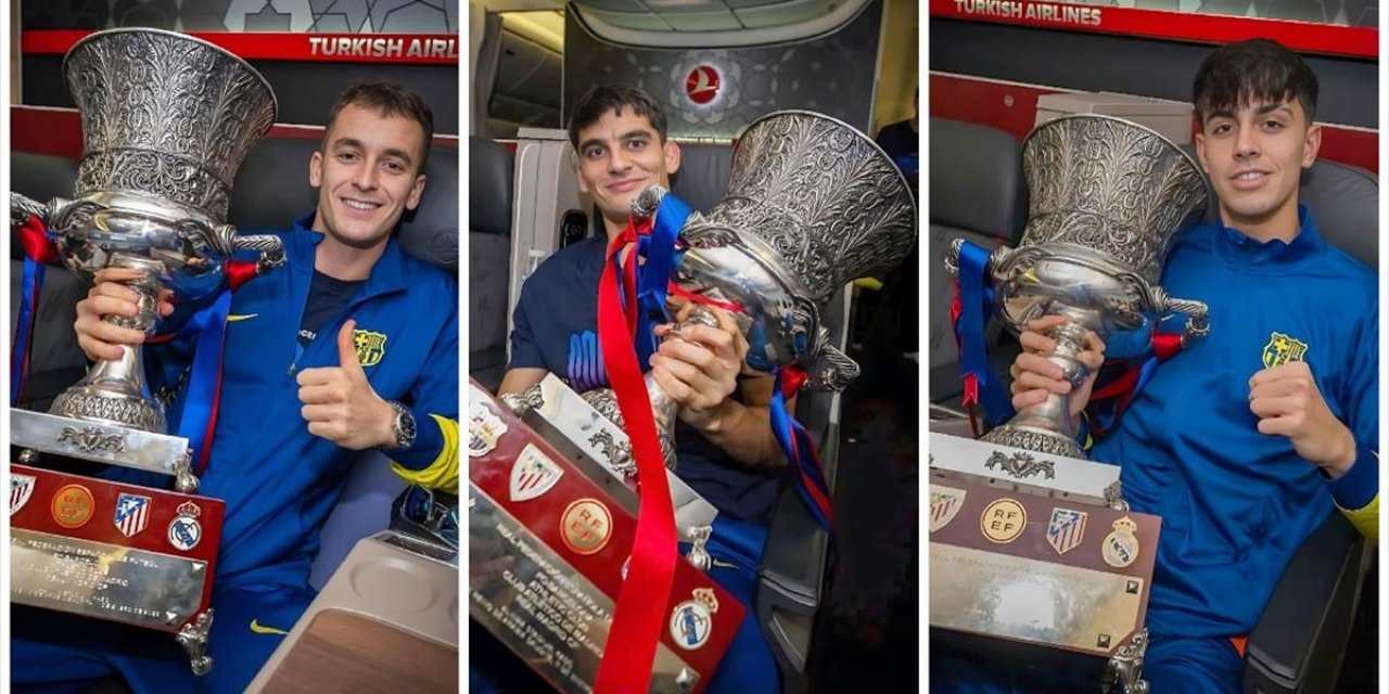 Barcelonalı Futbolcular THY Uçağında Kupa Sevinci Yaşadı