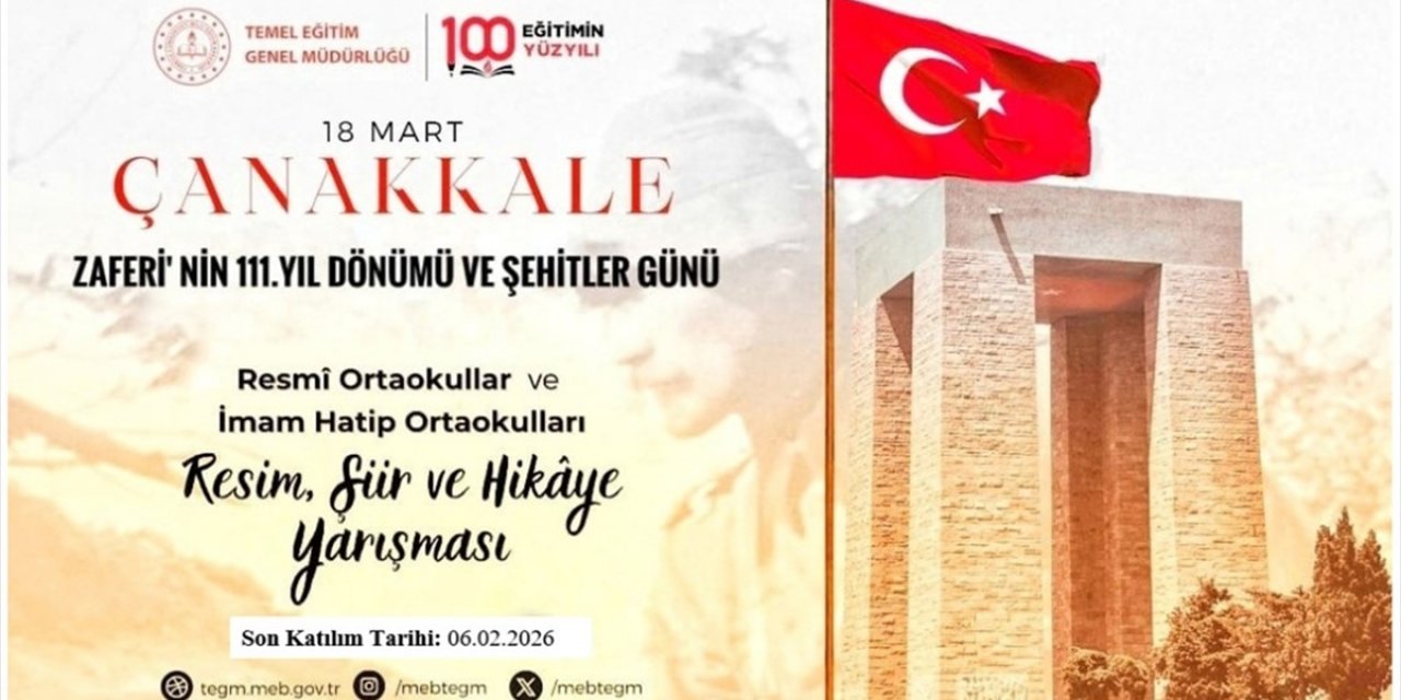 MEB, 18 Mart Çanakkale Zaferi'nin 111. Yılını Yarışmayla Kutlayacak