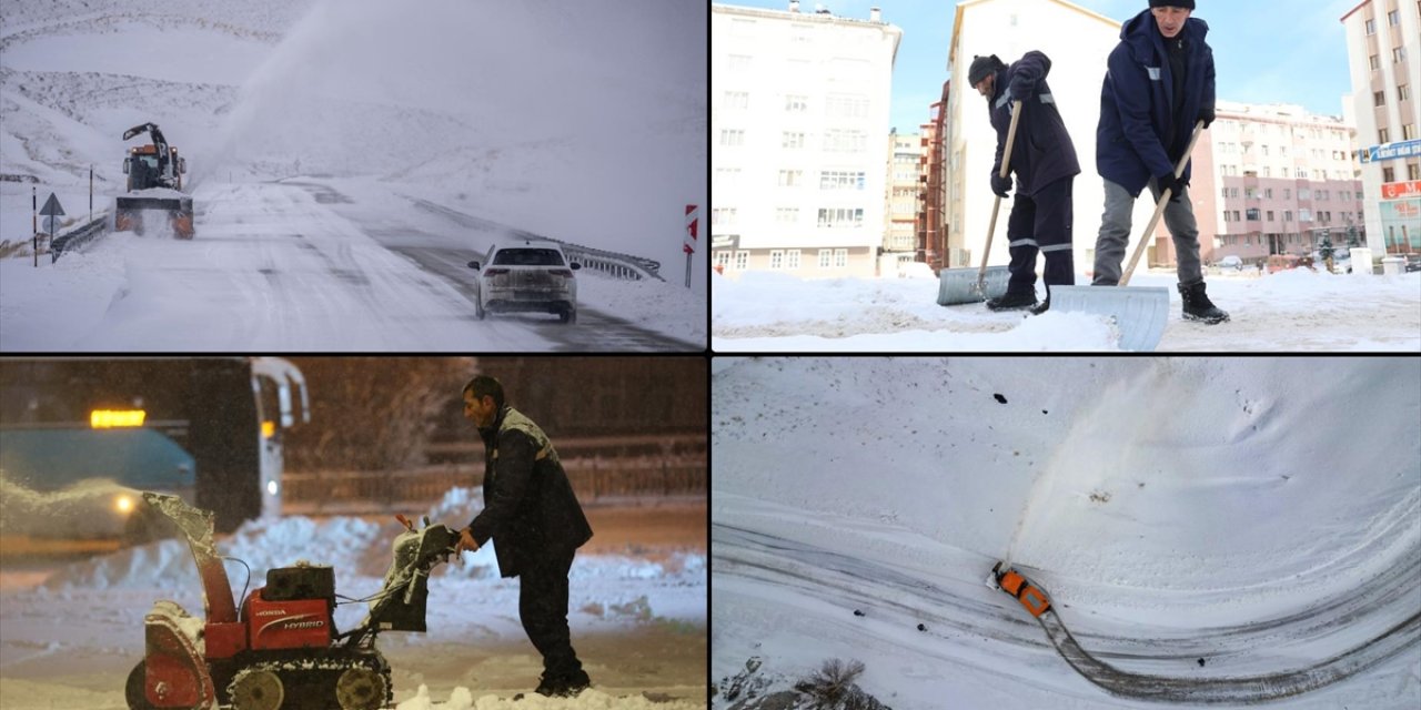 Erzurum'da Ekipler Yolları Açık Tutabilmek İçin Dondurucu Soğukla Mücadele Ediyor