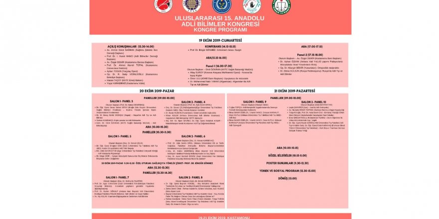 15. Uluslararası Anadolu Adli Bilimler Kongresi 19 Ekim de Kastamonu'da başlıyor