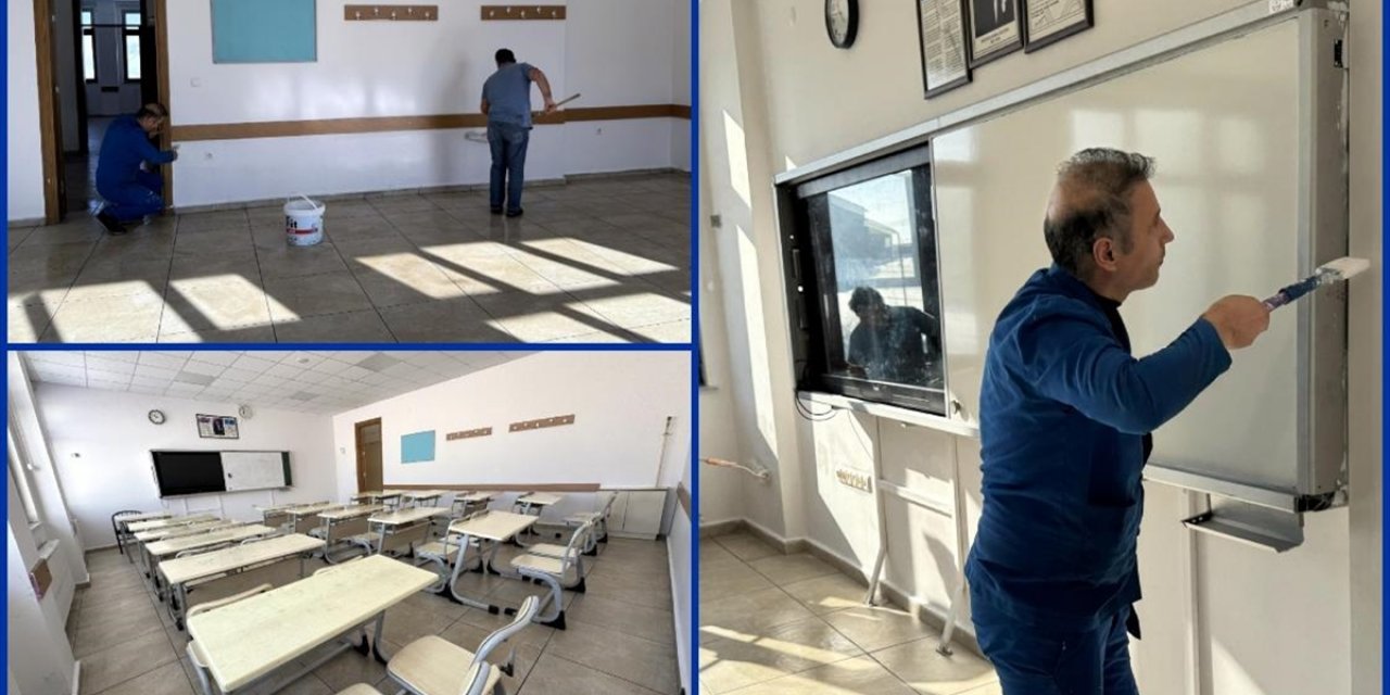 Öğrenciler Yarıyıl Tatilindeyken Ardahan'da İdareciler Okulun Bakım Onarımını Yaptı