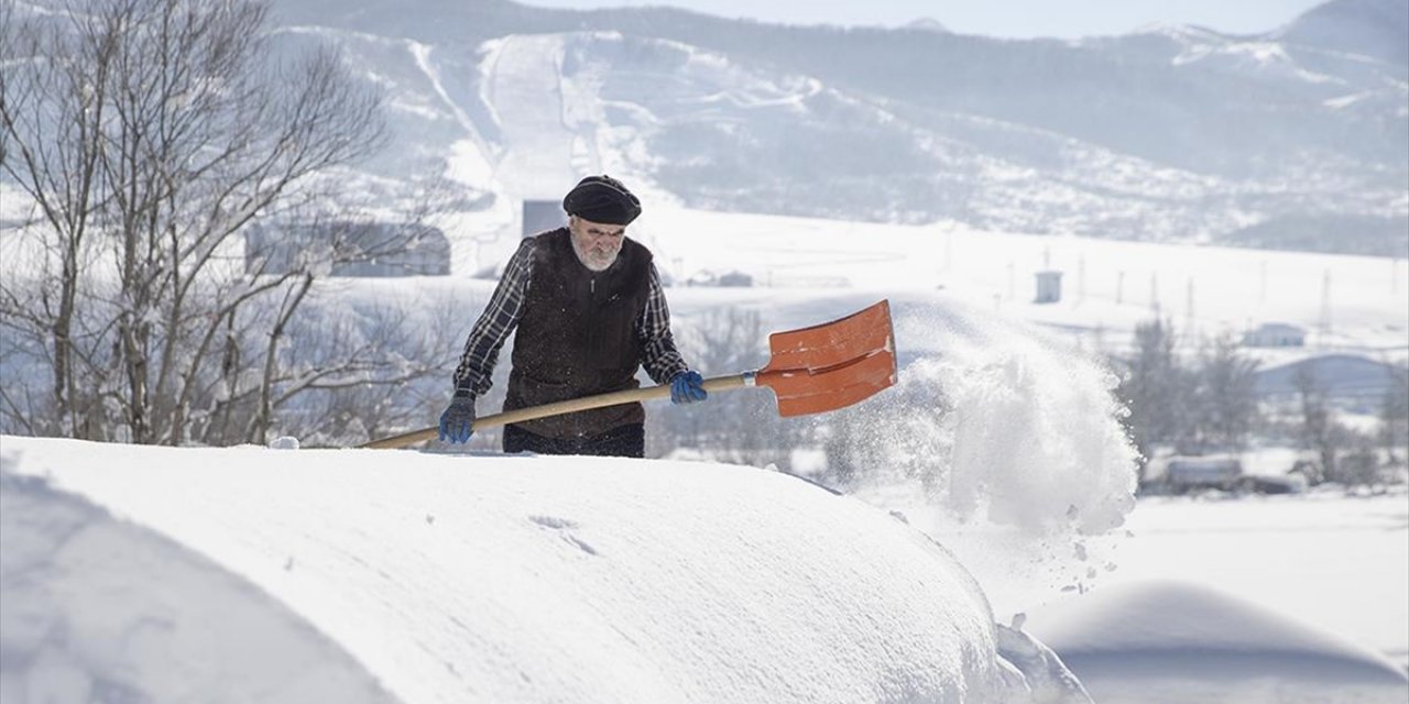Tunceli'de Köylüler Damlarda Kar Atma Ve "loğ" Çekme Mesaisinde