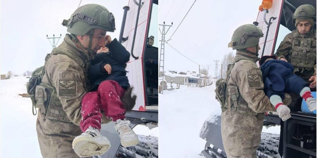 Mehmetçik, Kars'ta Kardan Kapanan Yollar Nedeniyle Ulaşılamayan Hasta Çocukları Sağlık Ekiplerine Teslim Etti