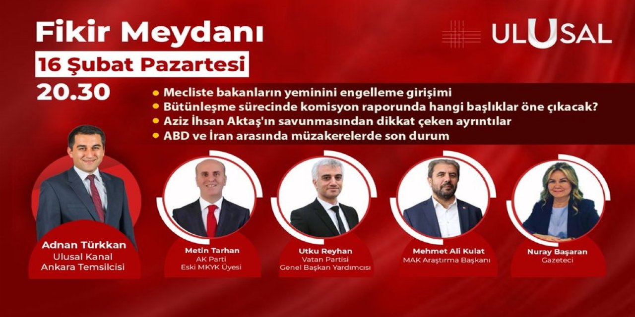 Gazeteci Nuray Başaran, Adnan Türkkan ile Fikir Meydanı programında bugün 20.30'da Ulusal Kanal'da.