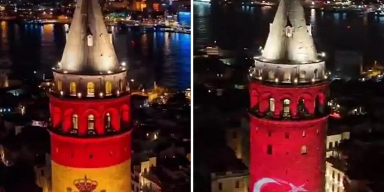 Galata Kulesi, Türk ve İspanyol Bayraklarıyla Aydınlandı
