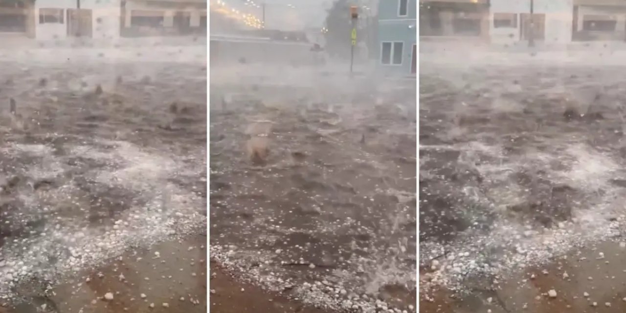 ABD'de Dev Dolu Fırtınası, Resmen Gökten Taş Yağdı