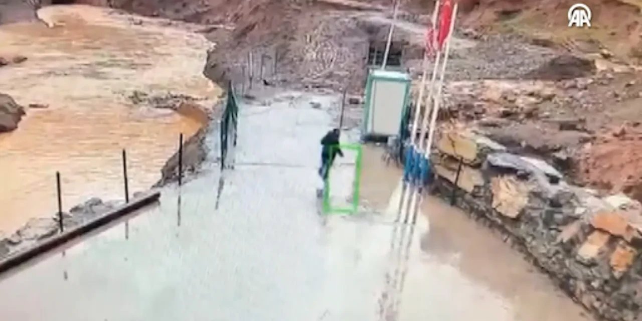 Şırnak'ta Selden Kurtulan Kişi İle Köpek Yavruları Görüntüde