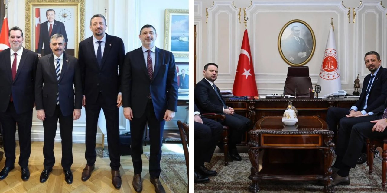 TBF Başkanı Türkoğlu, Adalet Bakanı Gürlek ile İçişleri Bakanı Çiftçi'yi Ziyaret Etti