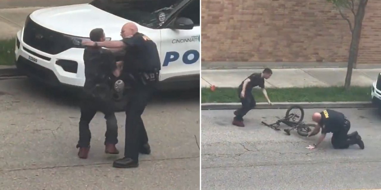 Polisle Boğuşup Bisikletini Alarak Olay Yerinden Kaçtı