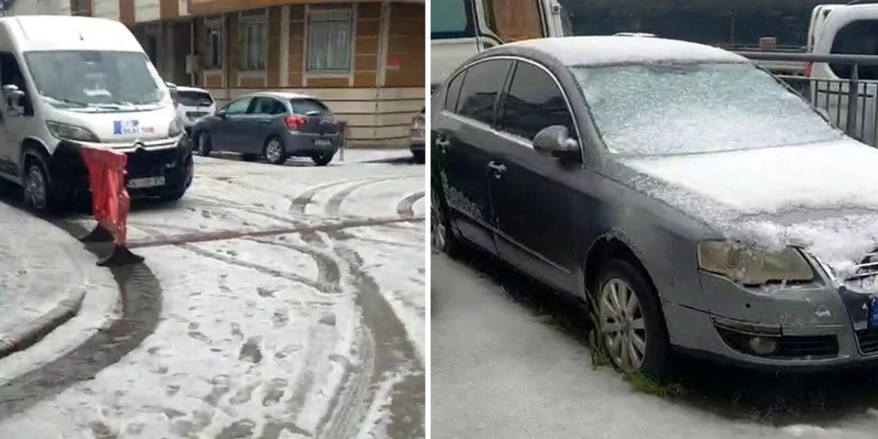 İstanbul'da Dolu Yağışı! Ortalık Beyaza Büründü