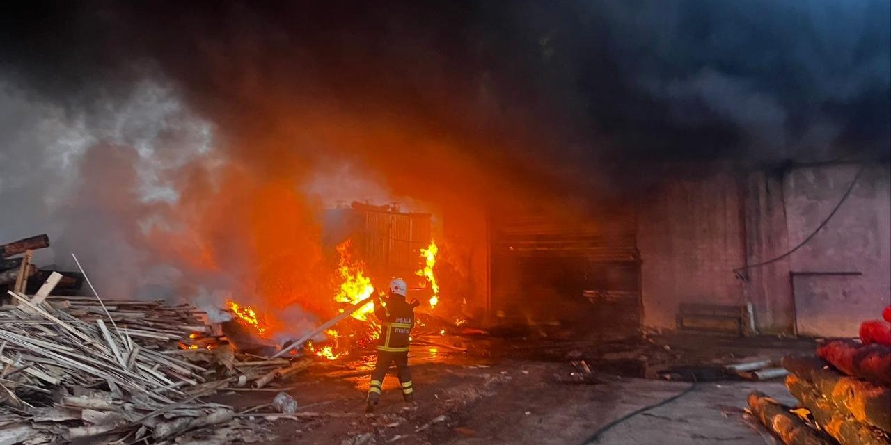 Edirne'de Kereste Fabrikasında Yangın