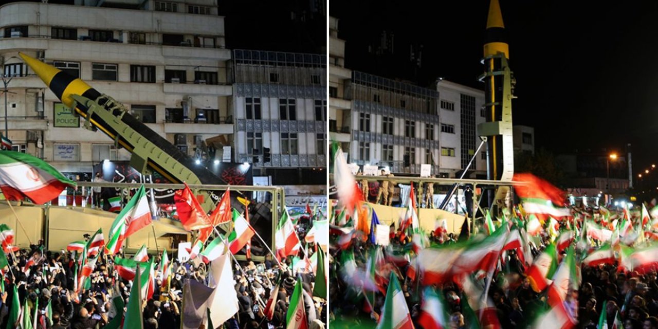 İran Füzeleri Meydana İndirdi! Tahran'dan Dikkat Çeken Görüntüler
