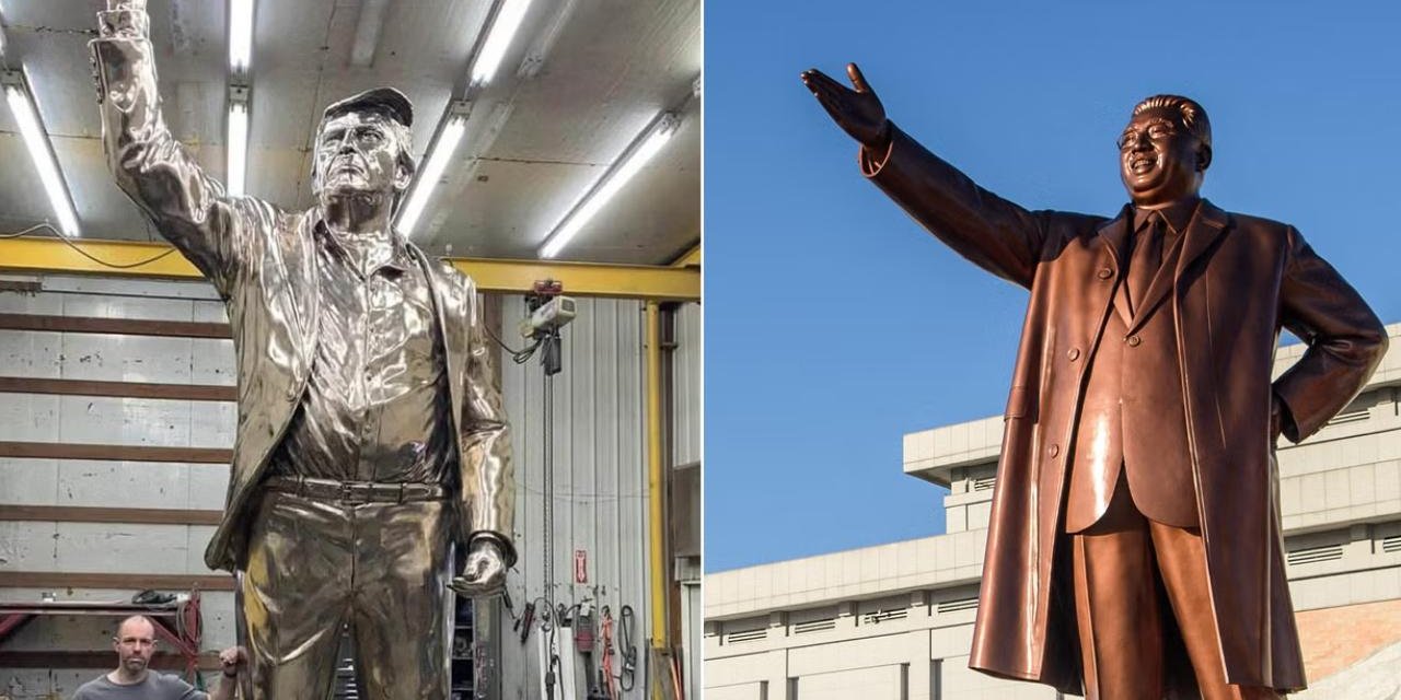 Trump'ın Altın Heykeli Kuzey Kore Liderlerinin Anıtlarına Benzetildi