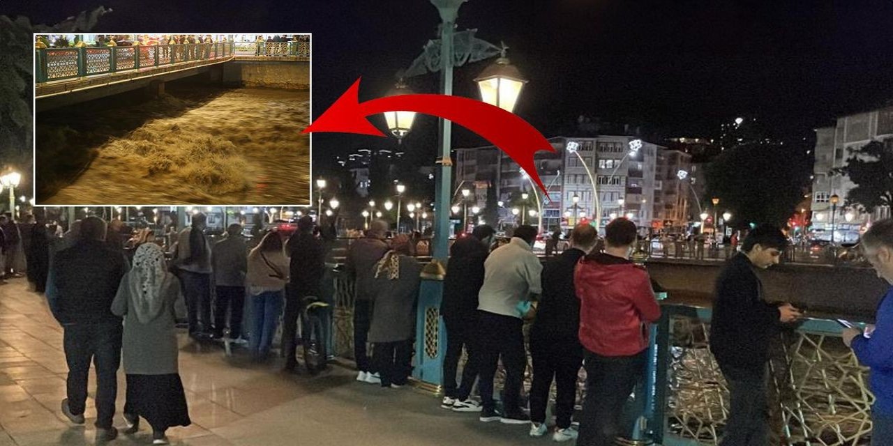 Yeşilırmak'ta Su Seviyesi Yükseldi! Tehlikeye Rağmen Herkes Köprüye Akın Etti