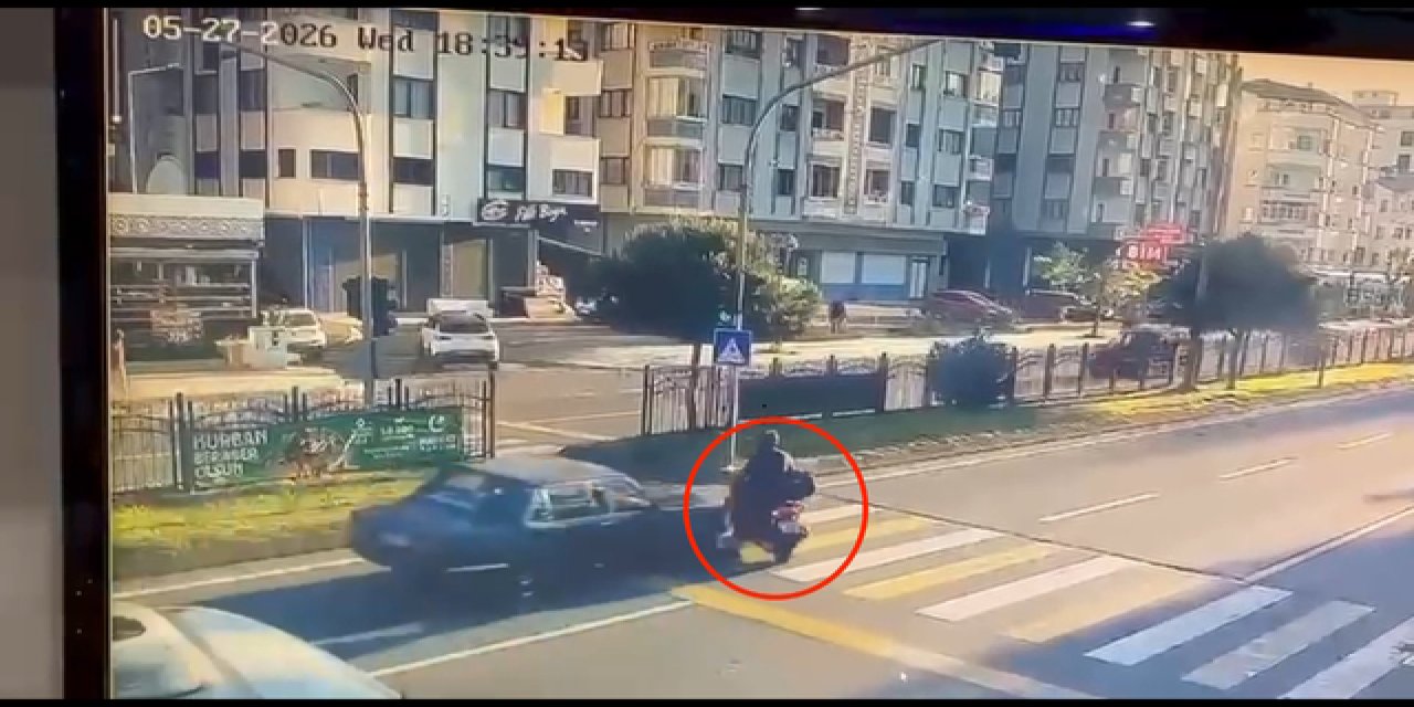 Trabzon'da Otomobil, Yaya Geçidinden Geçen Motosiklete Çarptı