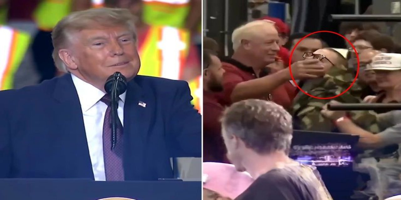 Trump'a "Pedofil" Şoku! Destekçilerinin Önünde Protesto Edildi
