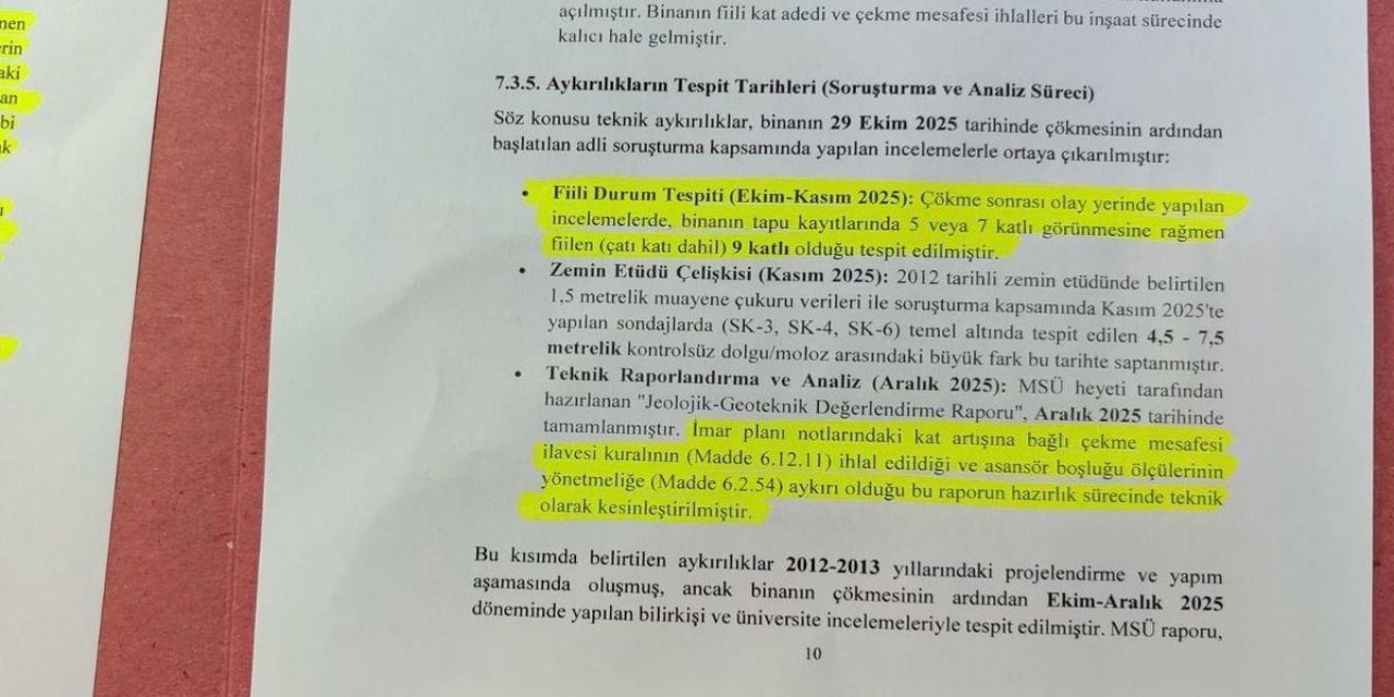 Gebze’deki Çöken Bina İle İlgili Nihai Rapor Savcılığa Sunuldu