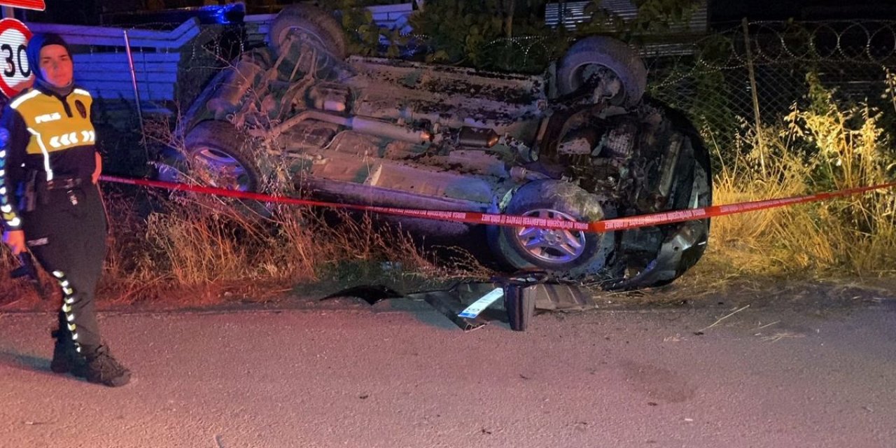 İnegöl'de Takla Atan Araçta 2 Yaralı