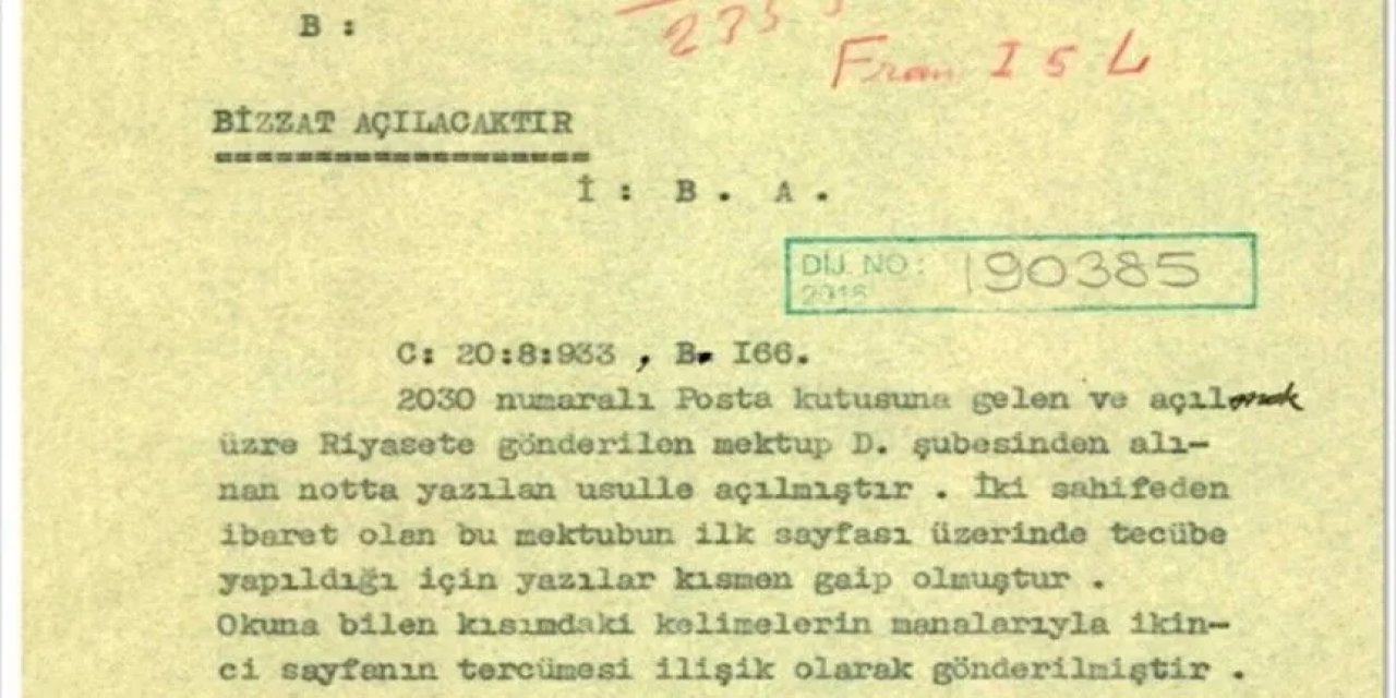 MİT Gizli Yazışmaların Deşifre Edilmesine İlişkin Tarihi Belgeyi Paylaştı