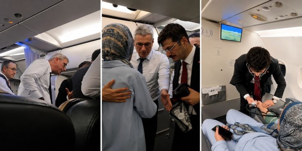 Uçakta Fenalaşan Yolcuya Sağlık Bakanı Memişoğlu'nun Ekibi Müdahale Etti