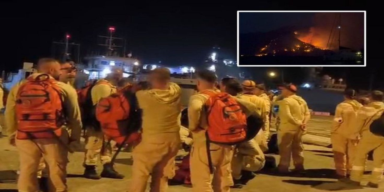 Marmaris'teki Orman Yangınına Müdahale İçin Arazözler Çıkarma Gemileriyle Bölgeye Gidiyor