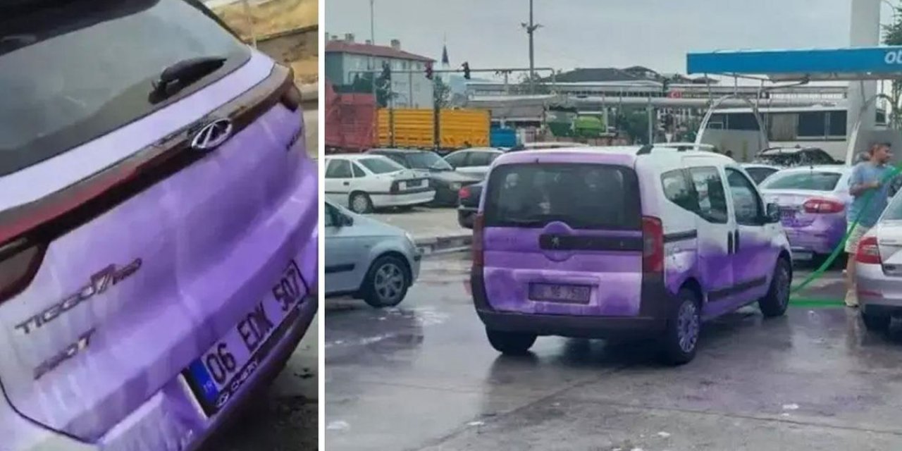 Afyonkarahisar'da Bir Garip Yol: Kullanan Araçlar Mora Boyandı