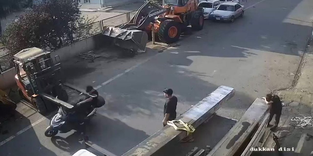 Forklift ile Motosiklet Çarpıştı: 1 Yaralı