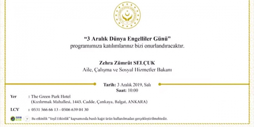 Bakanlıktan Engellilere Özel Davetiye