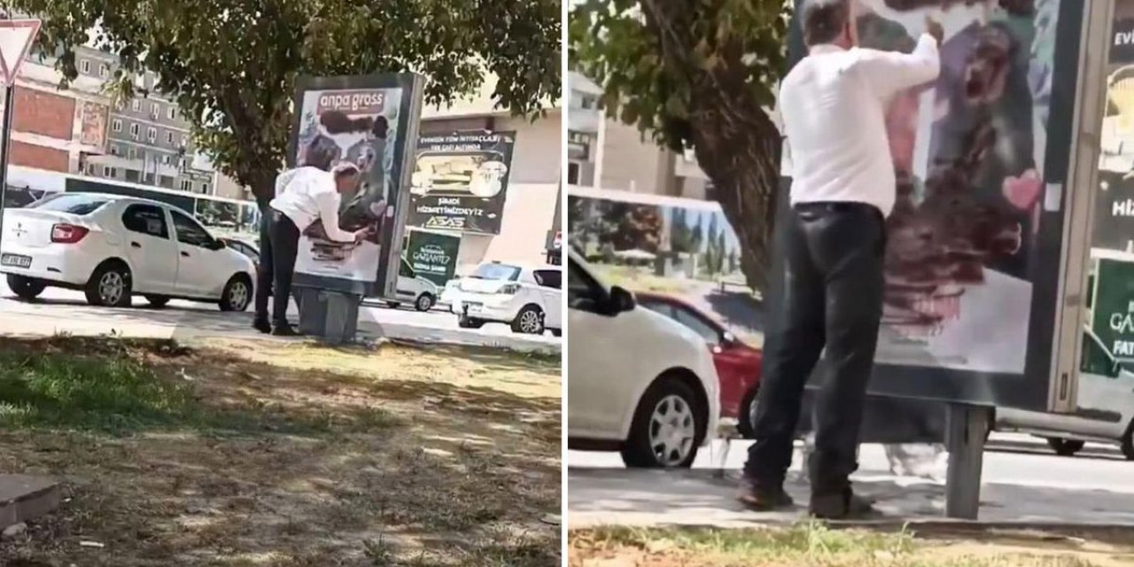 Reklam Panosundaki Afişi Sprey Boya İle Kapattı! Gerekçesi De Olay Kadar İlginç