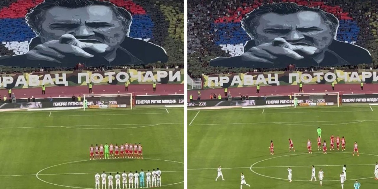 Kızılyıldız-Partizan Derbisinde Skandal Görüntüler! Ratko Mladiç İçin Saygı Duruşu