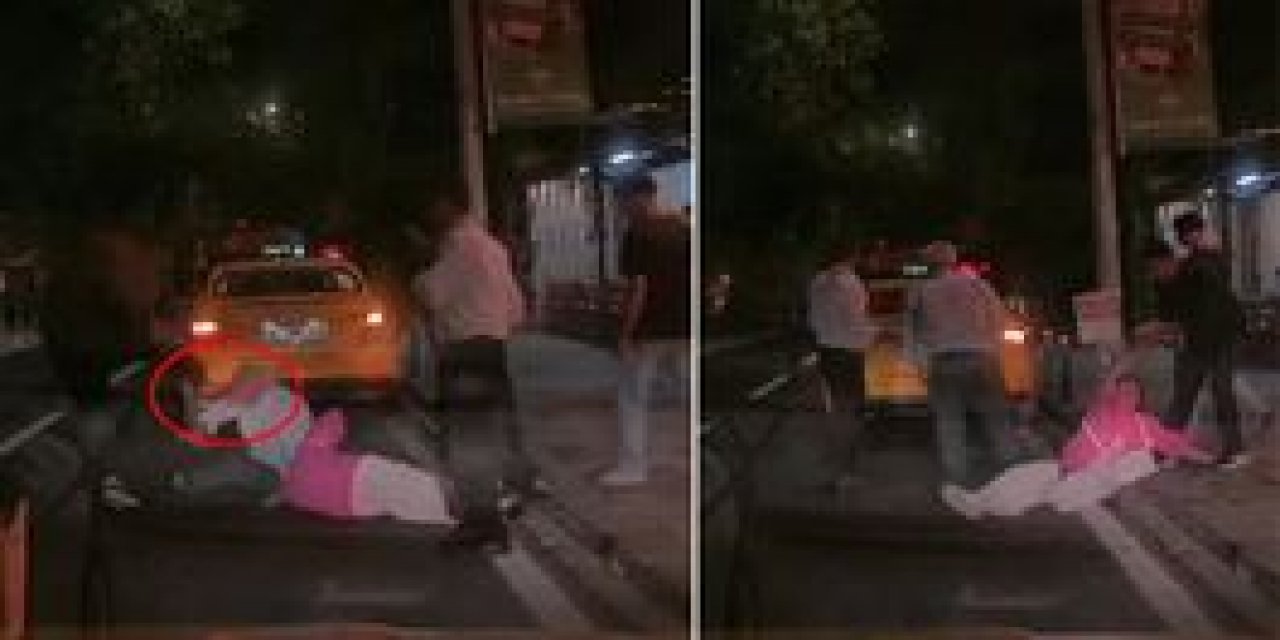 İstanbul'da Taksici Dehşeti! Yaşlı Adamın Yüzüne Tekme Attı, Kadın Yerde Sürüklendi