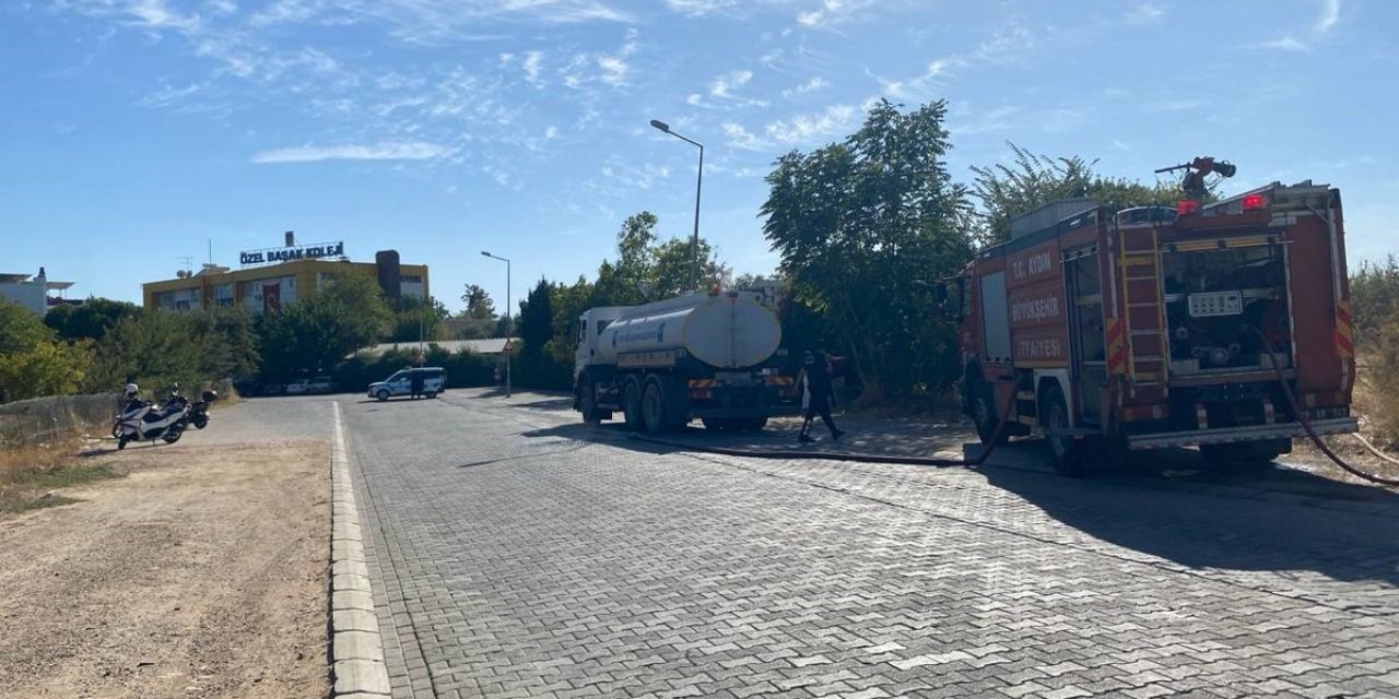 Aydın Efeler'de Okul Yanında Çıkan Yangın Otoyola Sıçradı