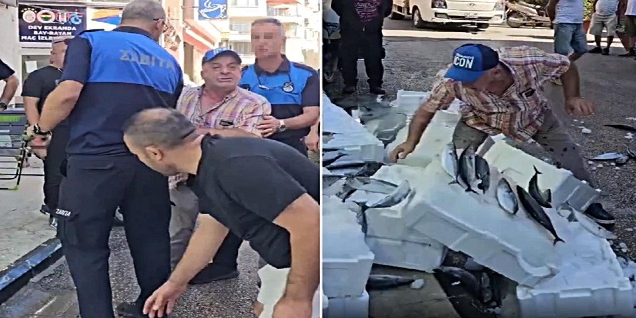 Zabıta Uyardı, Esnaf Çılgına Döndü! Balıkları Tek Tek Yere Fırlattı