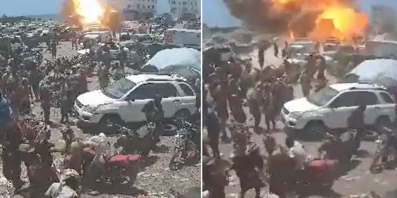 Yemen'de Pazar Yerine Saldırı! Büyük Patlama Kamerada
