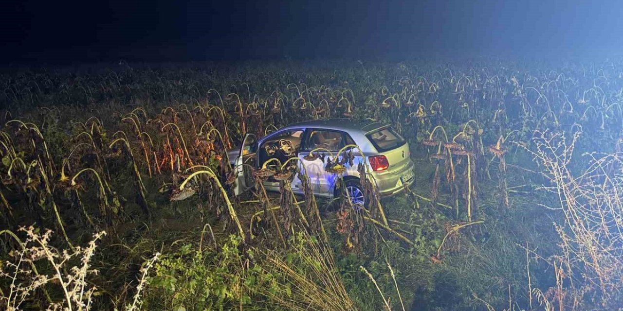 Çorum Alaca'da Yağışta Kontrolden Çıkan Otomobil Tarlaya Uçtu, 2 Kişi Yaralandı