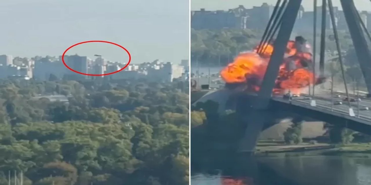 Rusya, Kiev'deki Kuzey Köprüsü'nü Vurdu! O Anlar Saniye Saniye Kamerada