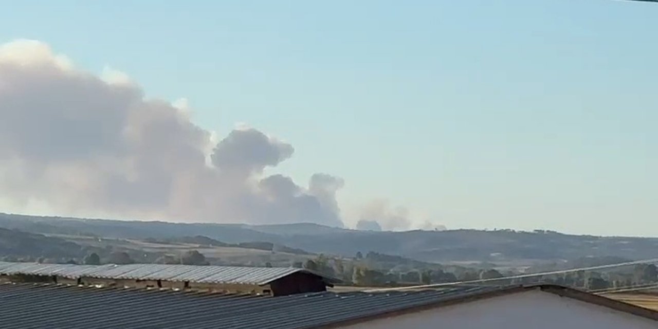 Evros'taki Yangının Dumanı Ve Alevleri Edirne Meriç'teki Sınır Köylerinden Görüldü