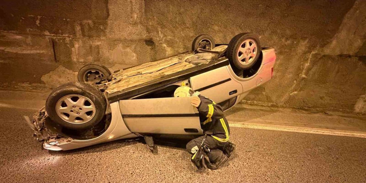 Zonguldak Kozlu'da Değirmenağzı Tünellerinde Takla Atan Otomobilin Sürücüsü Yaralandı