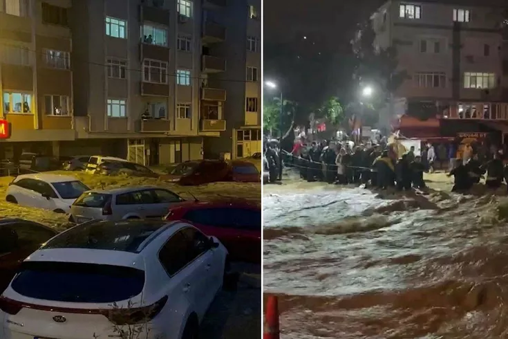 Sarıyer Ayazağa'da Sel: Otomobiller Sürüklendi, Üst Üste Çıktı