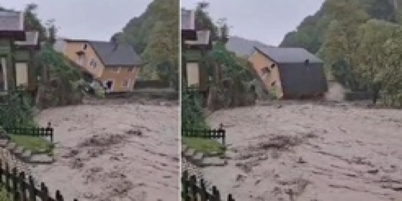İstanbul'un Ardından Sakarya! 2 Katlı Villa Selde Böyle Yıkıldı