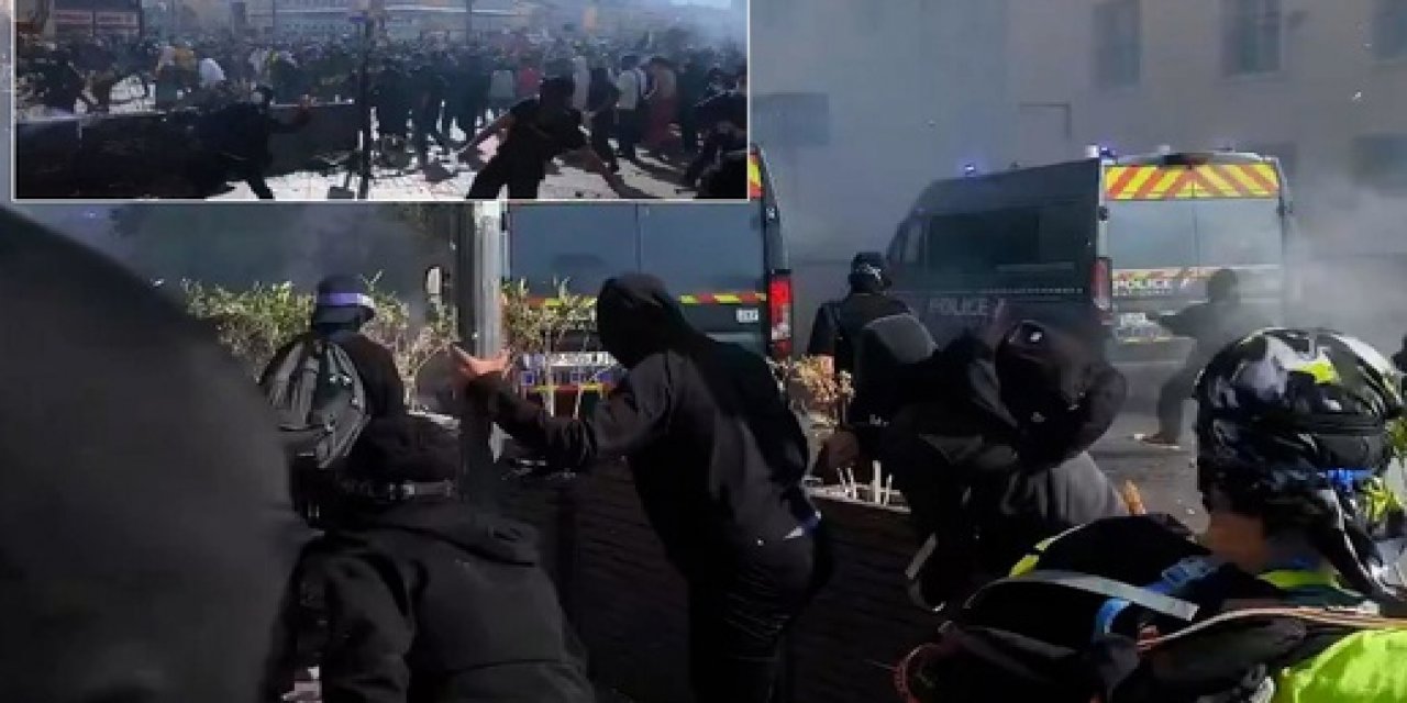 Fransa'da Sarı Yelekliler Her Yeri Yakıp Yıkıyor! Polislerin Zorlandığı Anlar Kamerada