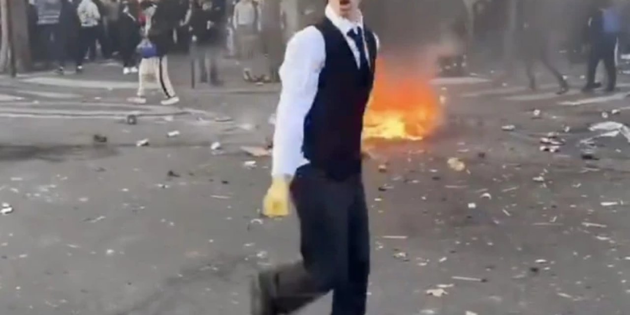 Fransa'daki Gösteriler Sırasında Sosyal Medyaya Video Çekmeyi İhmal Etmedi